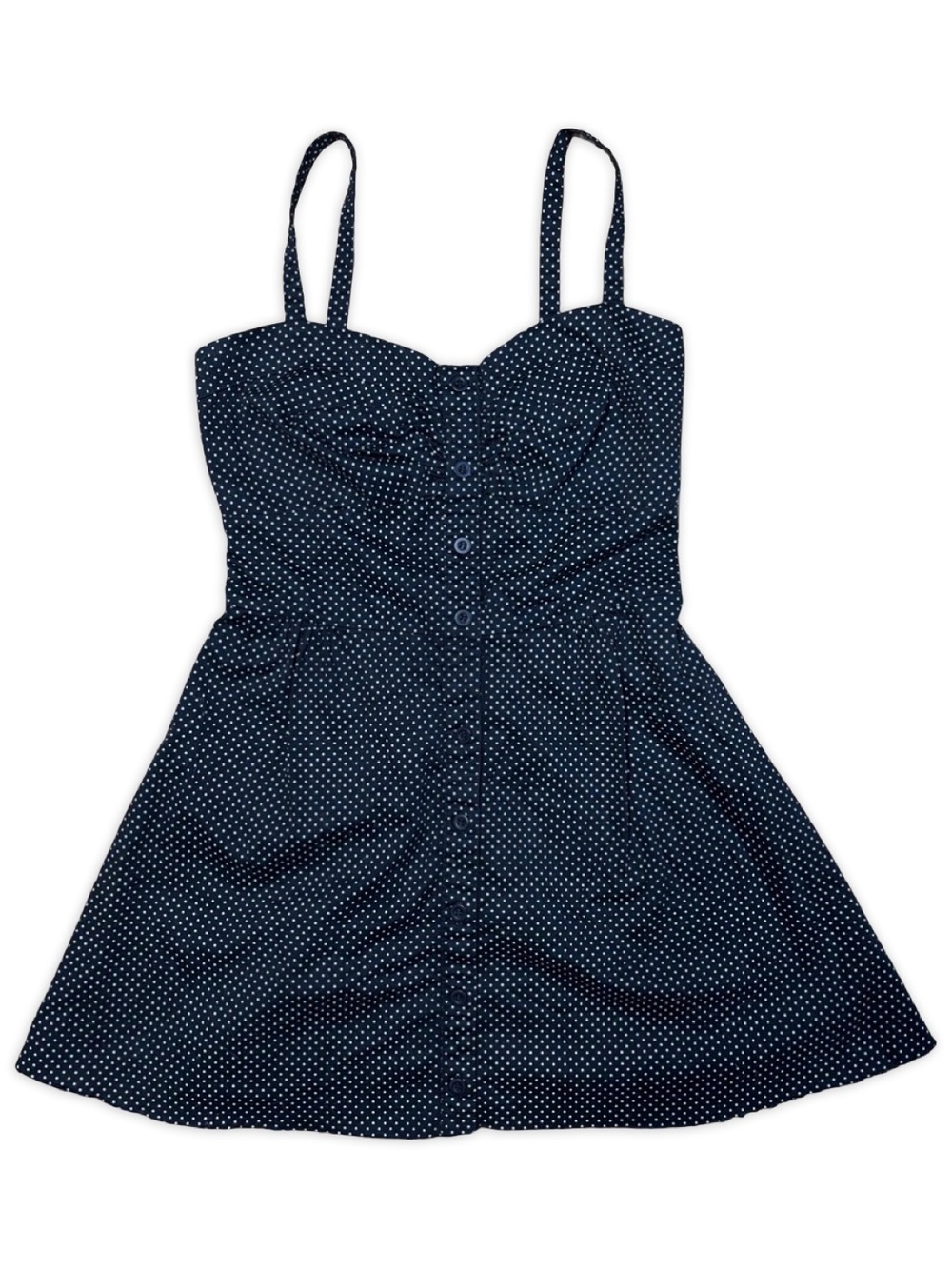 Polka Dot Fit & Flare Mini Dress Size Small Button Front
